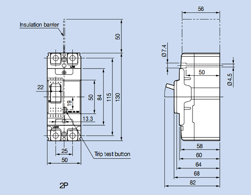 Kích thước cụ thể của sản phẩm ABN52c 50A